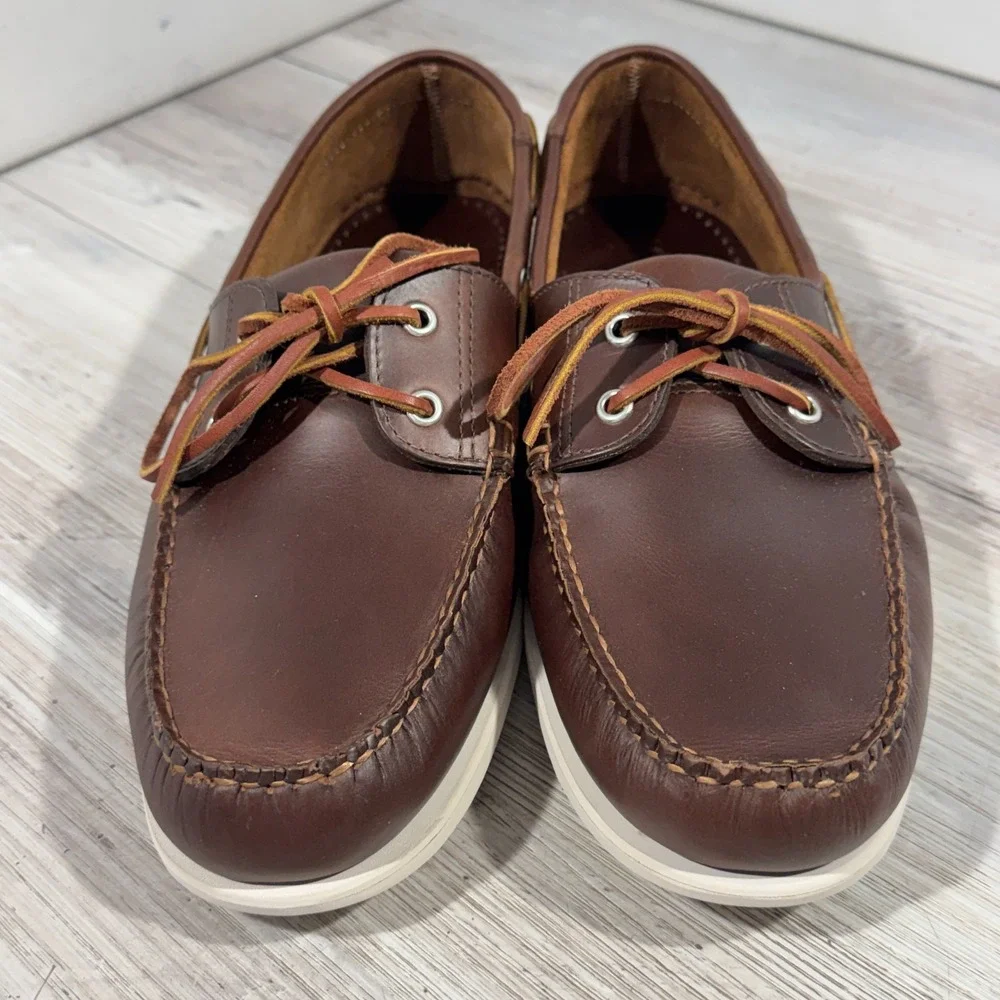 J Crew‎ Leather Boat shoes brown mens size 11 1/2